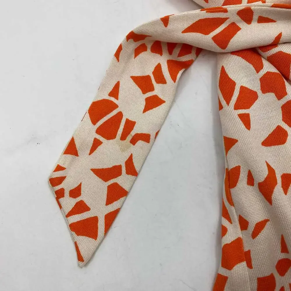 Diane Von Furstenberg Orange Cream Silk Wrap Dress | Women’s Size 6 - Picture 6 of 6